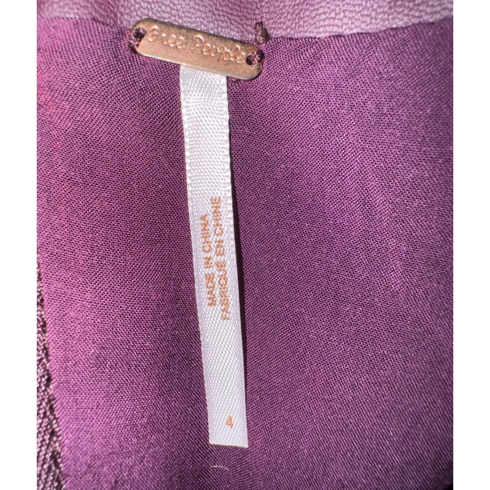 Free People‎ Modern Femme Vegan Leather Mini Skirt Purple Plum Size 4 - Picture 7 of 9